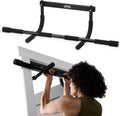 SPRI Pull Up Bar - Versatile 8-Grip & 12-Grip Door Frame Mount - Rugged Steel, Foam Handles - Supports 300 lbs, Fits Up to 32" Wide - Black