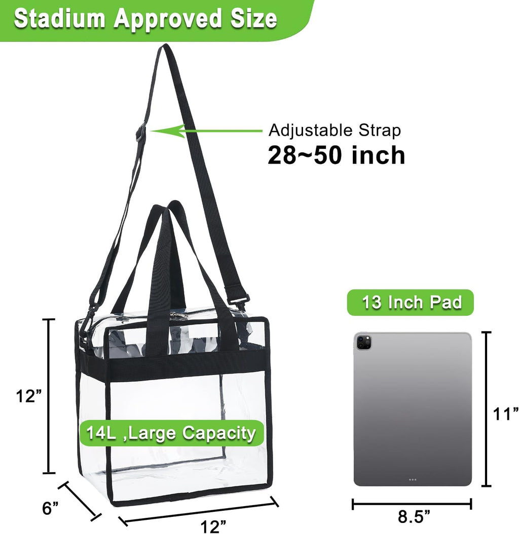 Skiennix Clear Stadium Bag - 12x6x12 Jelly Tote for Women | Zippered Beach & Concert Tote
