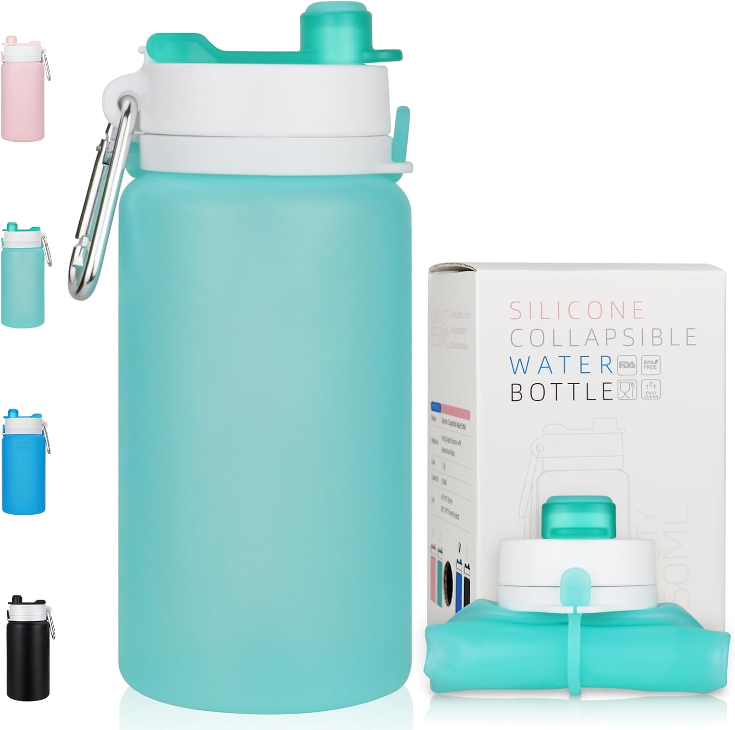 PLTCAT Collapsible Silicone Water Bottle - BPA Free, Lightweight & Leak-Proof for Travel, Gym, Hiking