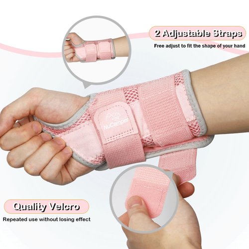 NuCamper Wrist Brace for Carpal Tunnel Relief, Adjustable Wrist Support Splint Hand Brace for Men Women, Wrist Stabilizer Night Support for Pain Relief,Tendinitis,Arthritis (Right and Left Hands, S/M)