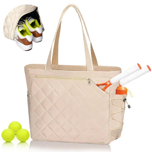 megarte Tennis Tote Bag With Shoe Compartment For Men & Women Pickleball Tote & Waterproof Tennis Tote Holds 2-4 Rackets With Shoe Compartment, Wet Pocket, Sports Travel Duffle Fits 15.6" Laptop