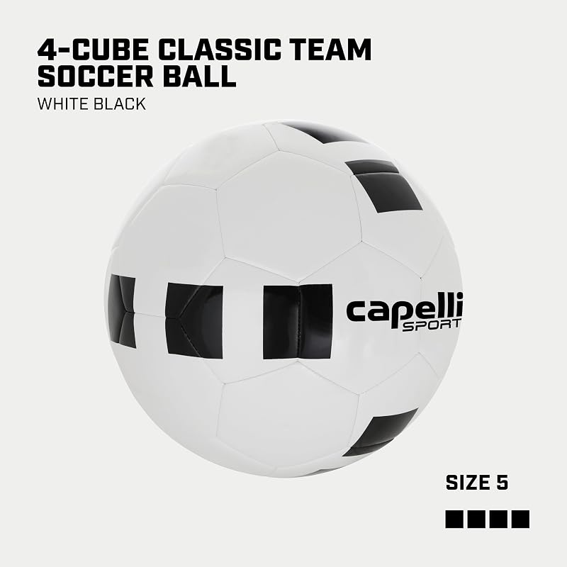 Capelli Sport Soccer Ball Size 4/5 and Mini - Classic White/Black, Training & Practice