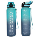 NAVTUE Water Bottle, 32oz Sports Water Bottles with Time Marker Wide Mouth, Motivational and Leakproof Drink Bottle, BPA Free Tritan with Carry Strap for Gym Fitness Outdoor(Direct Drink)