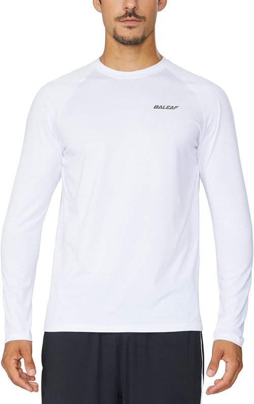 Baleaf Men's Long Sleeve Running Shirt - Quick Dry Athletic Tee for Workouts & Fishing | Lightweight & Soft