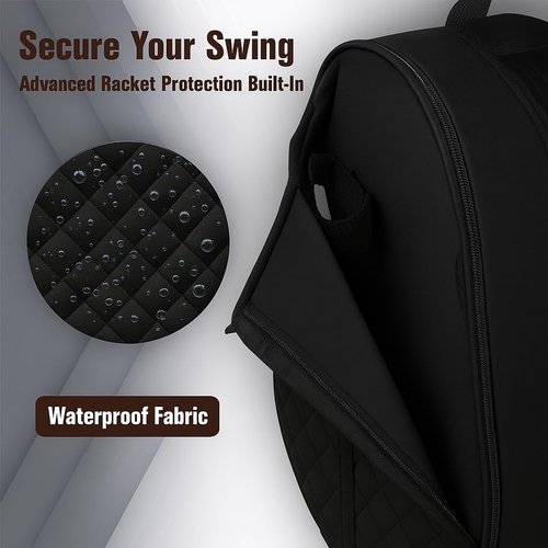 RAREGRAY Premium Tennis Bag – Large Capacity Crossbody Racket Bag for Tennis, Pickleball, Badminton & Squash – Water-Resistant, Lightweight for Women & Men (BLACK)