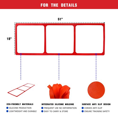 One-Piece Silicone Agile Ladder 1 PC Suitable for Sports & Fitness Step Training Soccer Footwork practice Street Dance Step Training Auxiliary Kit for Various Indoor and Outdoor Floor Areas (Red)