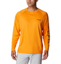 Columbia Men's Terminal Tackle Long Sleeve Shirt, Orange Blast/Black Logo, 1X Big