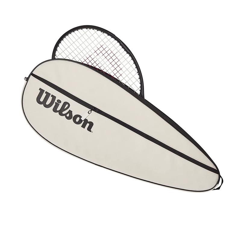Premium Tennis Racket Cover - Holds 1 Racket, 100% PU, Cream