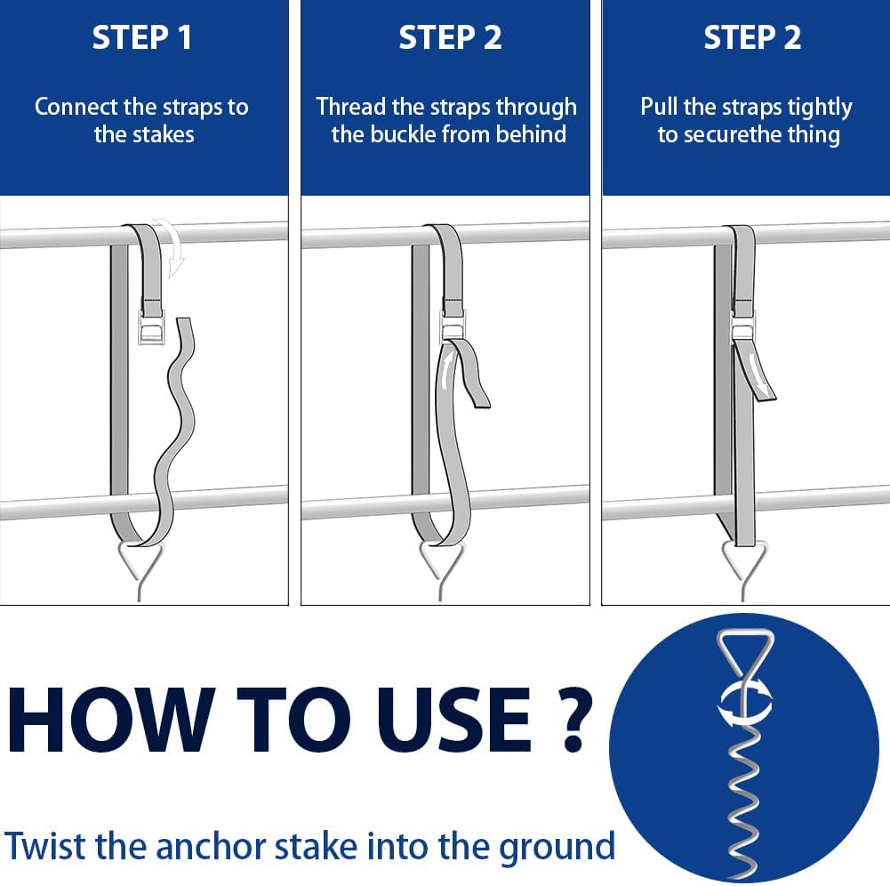 Skiennix Trampoline Anchor Stakes - Heavy Duty Steel Corkscrew Shape for Tents & Canopies