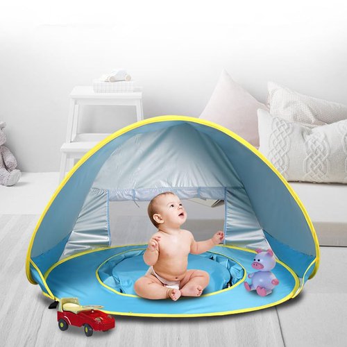 Tonlevo Pop-Up Baby Beach Tent with Pool, UV Protection Sun Shelter, 3-in-1 Canopy Design, Portable with Carrying Bag