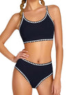 Girls 2-Piece Bikini Swimsuit Set with Removable Pads - Adjustable Straps, High-WWaisted Bottom, Black 13-14Y