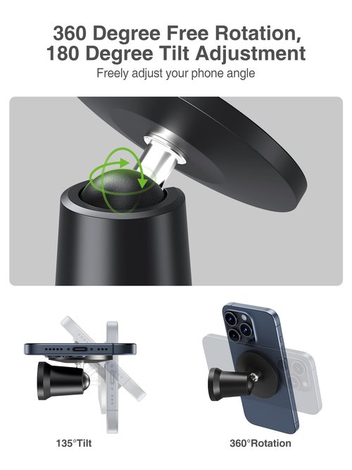 elitehood Dual Magnetic Golf Cart Phone Holder, Strongest Magnets Golf Cart Phone Mount for Magsafe iPhones 13, 14, 15 Series, Attaches magnetically to Golf cart/Gym Equipment or Any Metal Surface