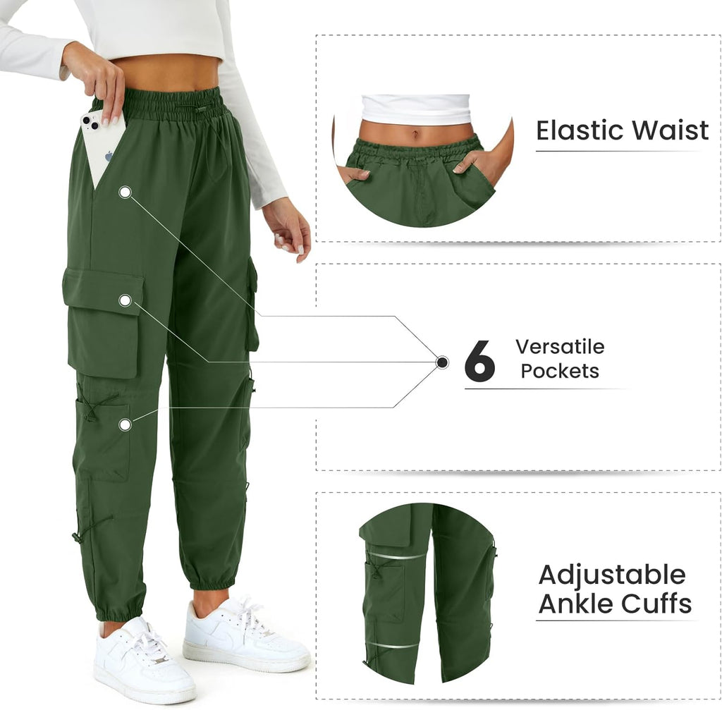Skiennix Women's Cargo Pants - Lightweight, Quick-Dry, Water-Resistant Hiking Joggers with Pockets