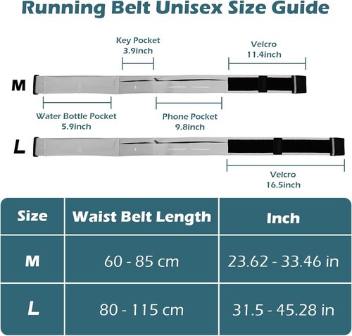 Lsnisni Slim Running Belt - Adjustable Waist Pack with Water Bottle & Towel Holder | Medium Grey