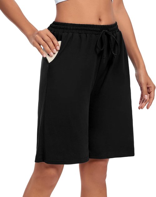 ASIMOON Women's Bermuda Shorts - Casual Athletic Lounge Shorts with Pockets | Loose Fit, Comfortable Design