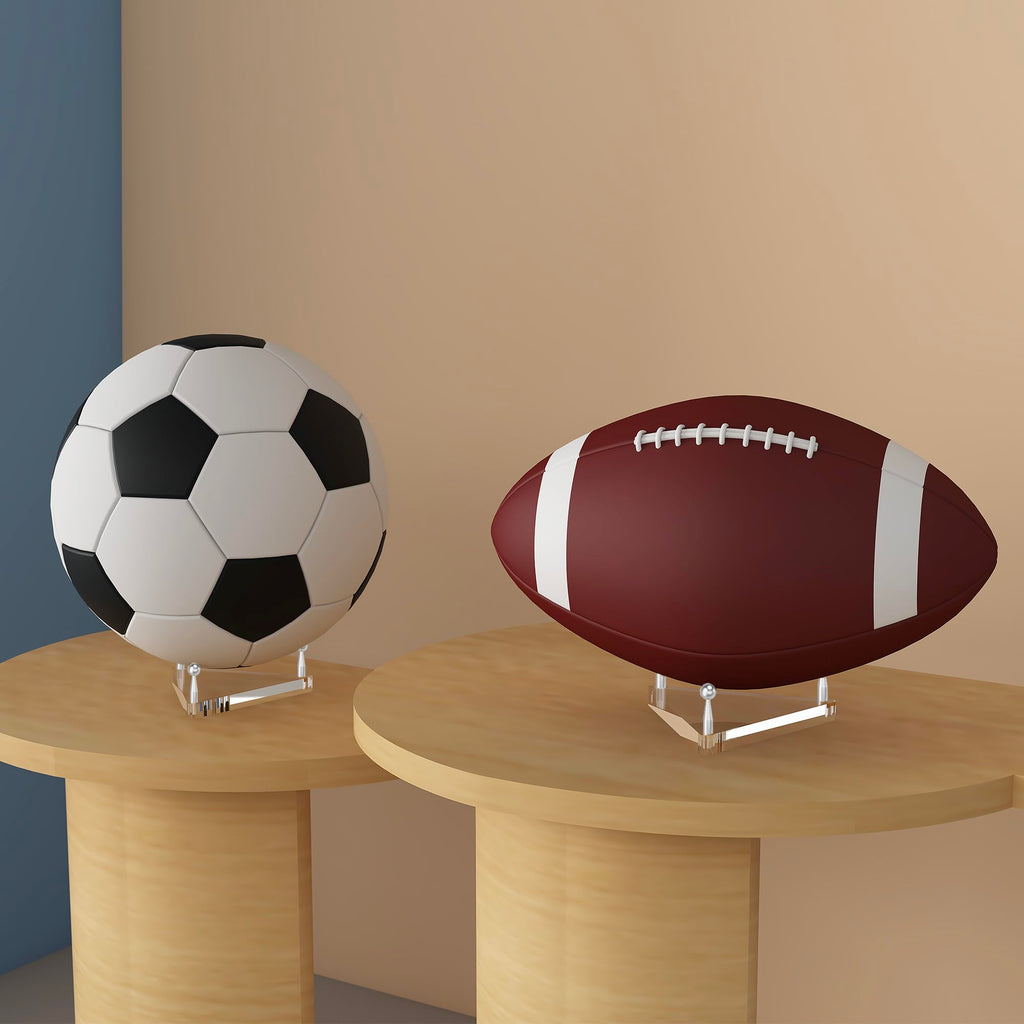 SVENJBB Clear Acrylic Basketball Holder, Display Ball Stand for Football, Soccer, Volleyball, Acrylic Ball Stand with Rubber Feet and Silver Pegs for Displaying Sports Memorabilia, 1 Pack