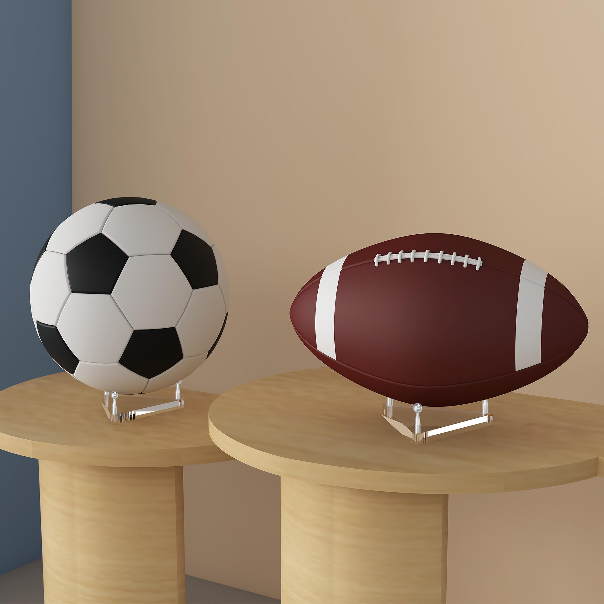 SVENJBB Clear Acrylic Basketball Holder, Display Ball Stand for Football, Soccer, Volleyball, Acrylic Ball Stand with Rubber Feet and Silver Pegs for Displaying Sports Memorabilia, 1 Pack