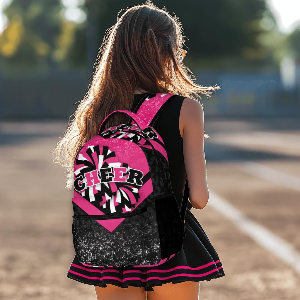 SKYIGC Cheer Backpacks for Cheerleaders, Cheerleading Backpack 16.5in, Cheerleader Gifts for Team (Rose&Black)