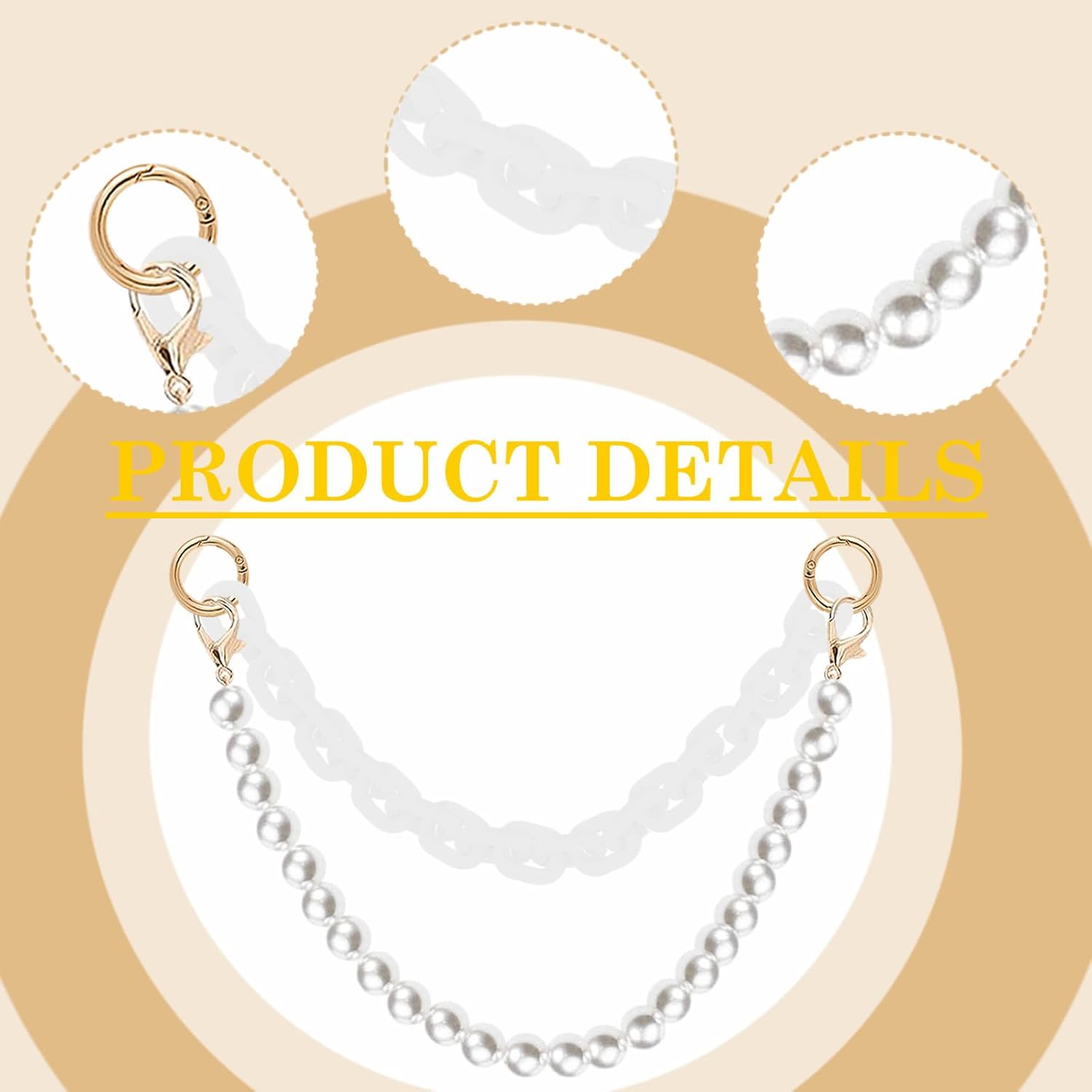YPINGABS Tote Bag Accessory Set - Enhance Your YETI Camino 20/35/50 & Bogg Bags with Pearl Bow Pendant, Acrylic Chain, Mini Tumbler Keychain & Butterfly Beaded Charms (White)
