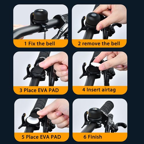 Bicycle Bell for AirTag 120dB, Bike Mount for AirTag GPS Tracker Waterproof Classic Brass Holder Hides Under Bike Bell Anti-Theft