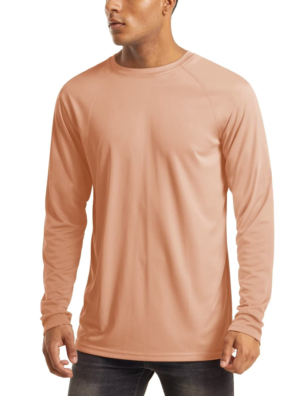 Rashguard Shirts for Men Long Sleeve Sun Protection Shirts Athletic T-Shirt UPF 50 Protection Quick Dry Shirt Fishing Shirts Apricot