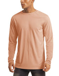 Rashguard Shirts for Men Long Sleeve Sun Protection Shirts Athletic T-Shirt UPF 50 Protection Quick Dry Shirt Fishing Shirts Apricot