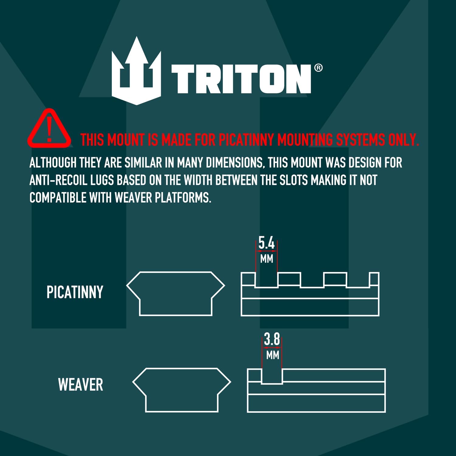 Triton 1" Match Precision Rifle Scope Mount - Durable 6061-T6 Aluminum - 2" Offset Cantilever