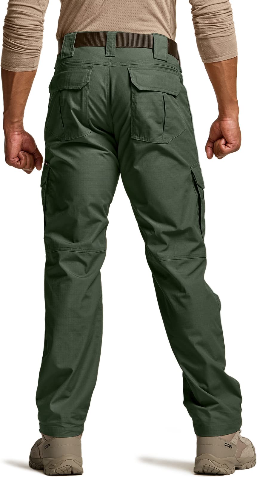 CQR Men's Tactical Pants, Water Resistant Ripstop Cargo Pants, Lightweight EDC Work Hiking Pants, Outdoor Apparel, Raider Mag Green Kelp, 34W x 34L