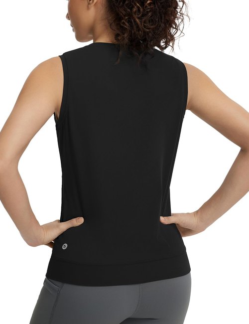 baleaf Women's Sleeveless Workout Tank Tops Stretch Soft Top Yoga Athletic Running Breathable Lightweight Tennis Shirts Gym Black M