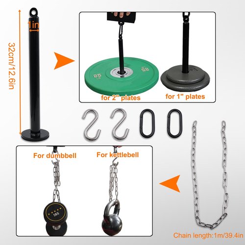 J Bryant Iron Pinch Grip Set with Loading Pin and Chain, Pinch Block Grip for Rock Climbing Forearm Finger Strength Training, Home Gym Hand Pinching Power Strengthener Equipment