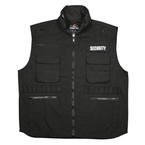 Rothco Security Ranger Vest - Tactical Outdoor Utility Cargo Jacket with Multiple Pockets (US, Alpha, X-Large, Regular, Regular, Black)