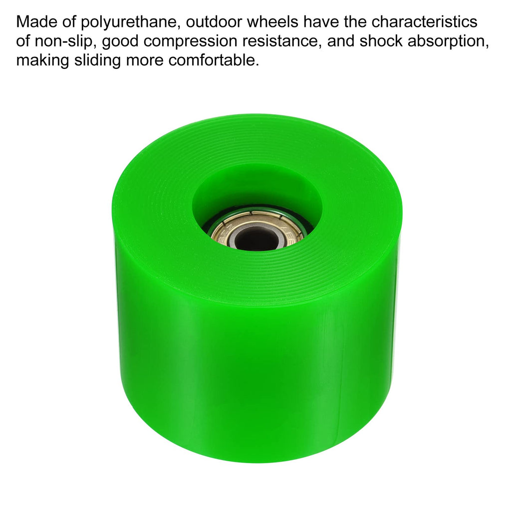 PATIKIL 60mm Longboard Wheels with Bearings ABEC-11, 4 Pack Street Wheels for Skateboards Cruiser Wheel Replacement 80A, Green Golden