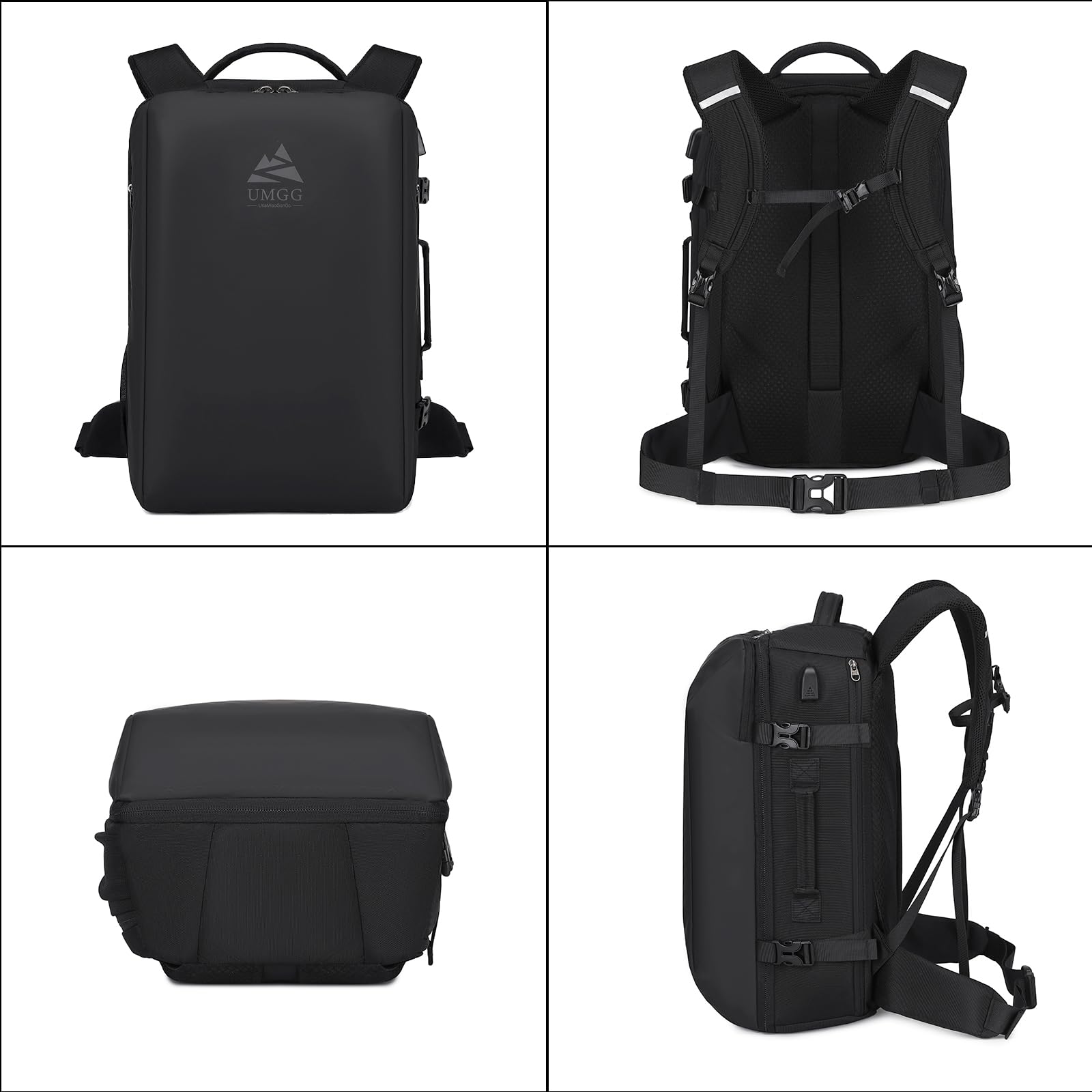 Travel Backpack for Men 40L, TSA Flight Approved Carry On Backpack with Rain Cover, 17inch Travel Laptop Backpack with USB Charging Port, Extra Large Luggage Suitcase Daypack Weekender Bag, Black