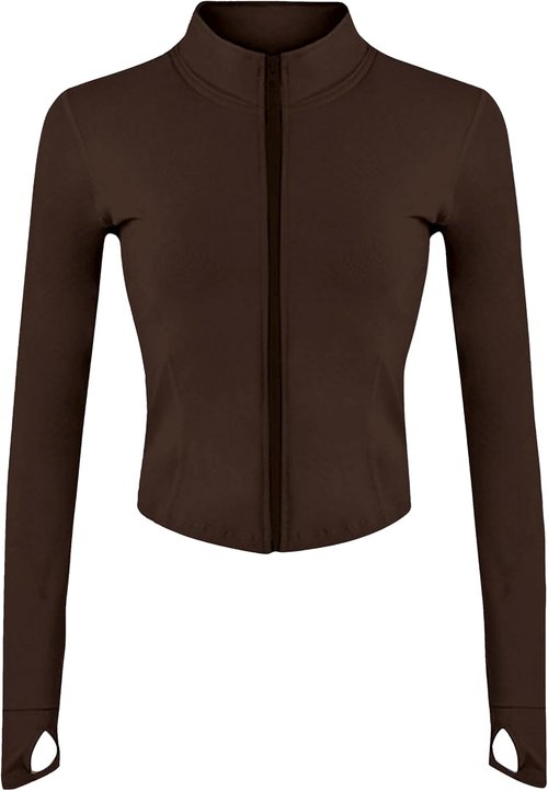 Lviefent Women's Lightweight Running Track Jacket - Slim Fit Yoga Sportswear with Thumb Holes