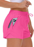 Mancreda Women's Running Shorts - Elastic Athletic Gym Shorts with 3 Zipper Pockets | Ideal for Yoga & Workouts