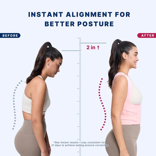 Fit Geno Back Brace - Adjustable Posture Corrector for Women | Full Back Support & Pain Relief - Large Size