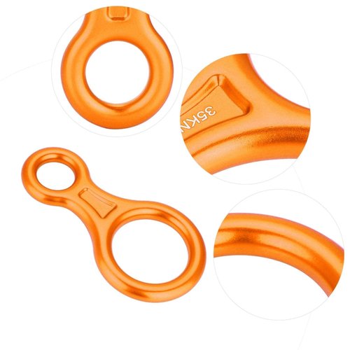AMONIDA Climbing Ring, 35kn Aluminum Alloy Climbing Rappel 8 Ring Keep Climbing Ring, 8-13mm Hole Diameter, for Rappel System, Fire Rescue, Working Aloft(Orange)