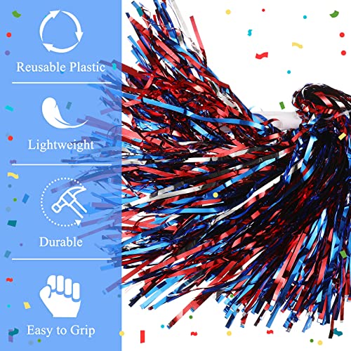 24 Pcs Cheerleading Pom Poms - 12.6 Inch Metallic Fan Pompoms for Sports & Dance