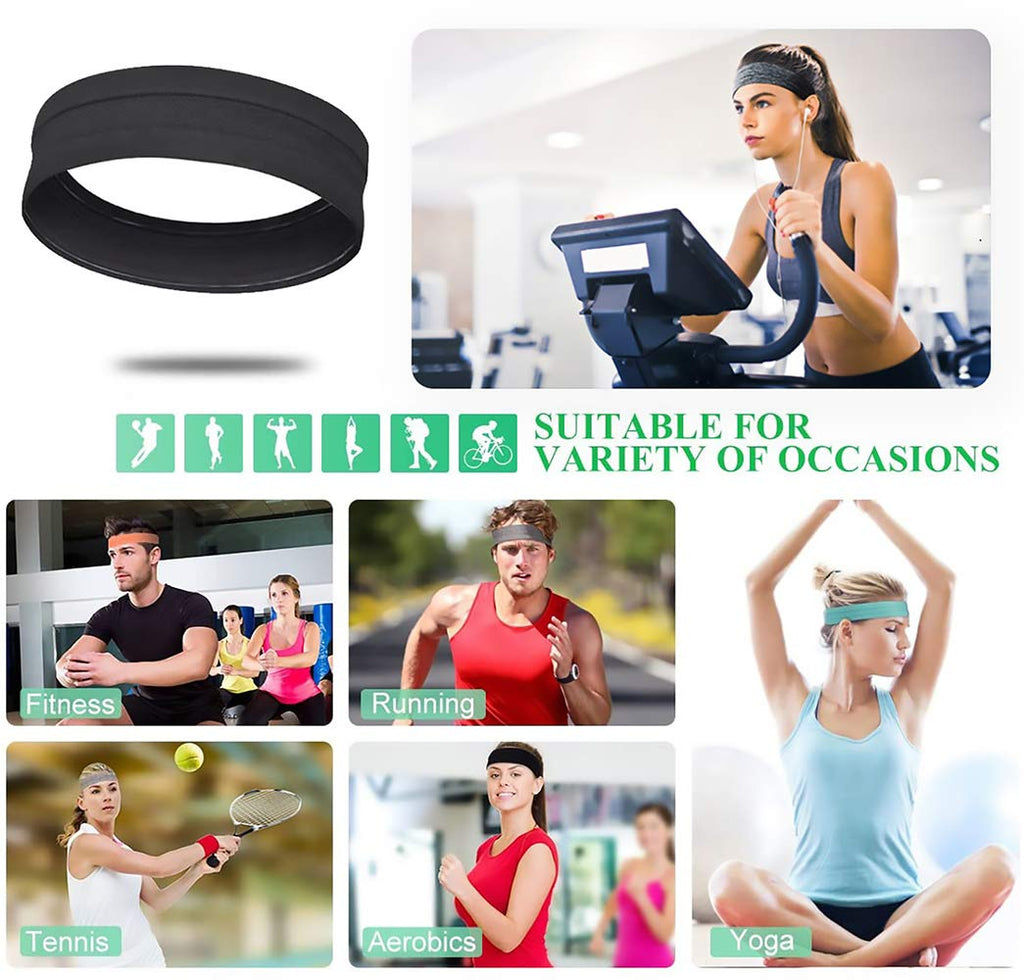 QiShang Sweat Bands - 6-Pack Non-Slip Headbands for Women | Moisture-Wicking Workout Gear