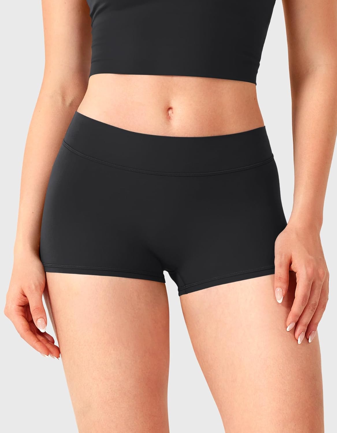 YEOREO Women's Low Rise Biker Shorts - 2.5" No Front Seam for Yoga & Gym Workouts | Comfortable Booty Fit