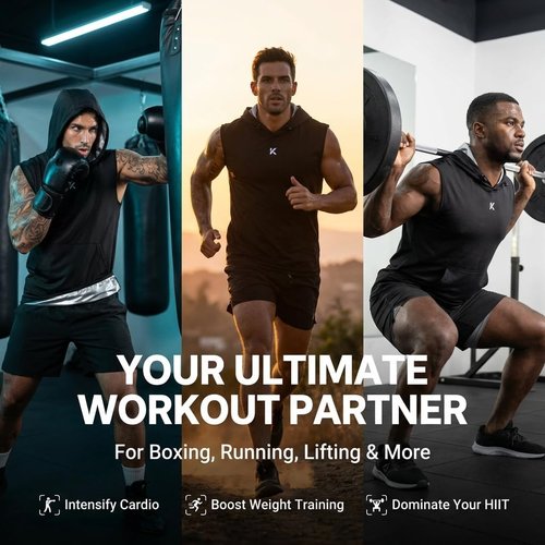 Kewlioo Hooded Sauna Shirt - Heat-Trapping Pullover Sweat Vest for Men | Ideal for Cardio & Exercise