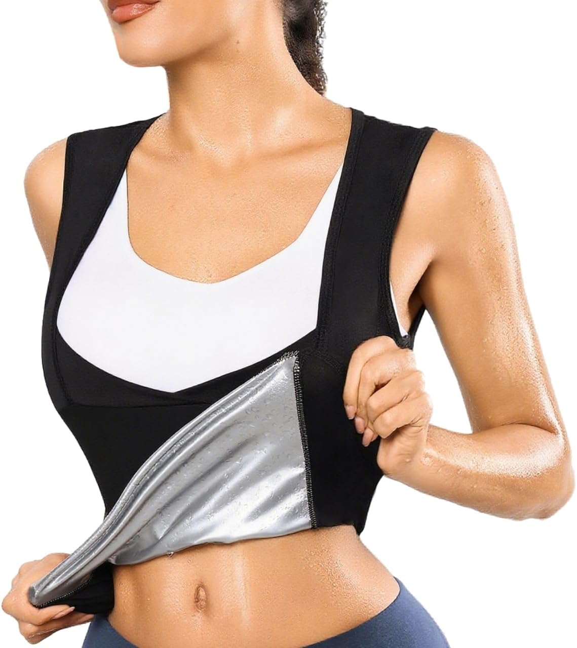 Skiennix Women's Sauna Sweat Vest | Breathable Dual-Zone Waist Trainer for Yoga & Fitness