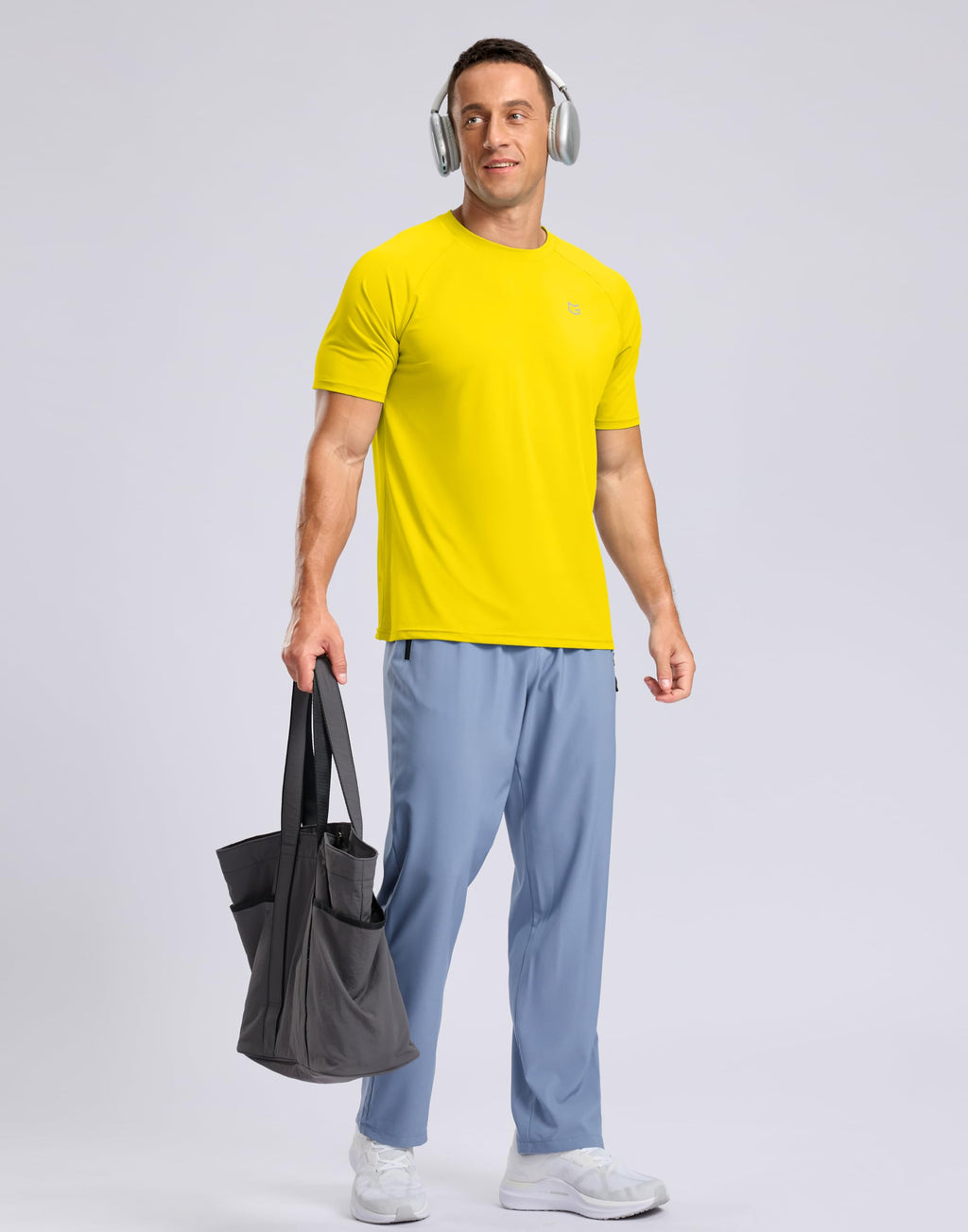 G Gradual Men's Athletic Workout T-Shirts Moisture Wicking Cooling Running Shirts Short Sleeve Performance Tee for Gym Tennis(Yellow,3XL)