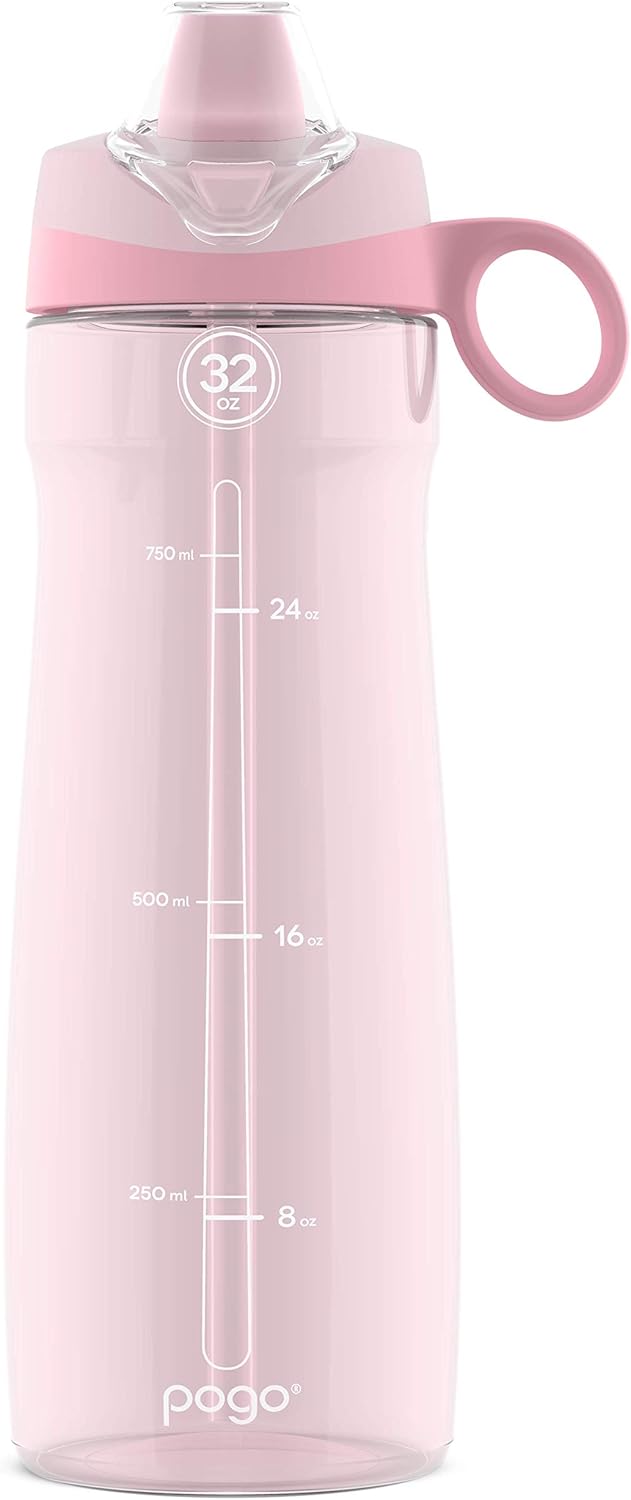 Pogo Water Bottle - BPA-Free Plastic with Soft Straw Lid & Carry Handle | Dishwasher Safe