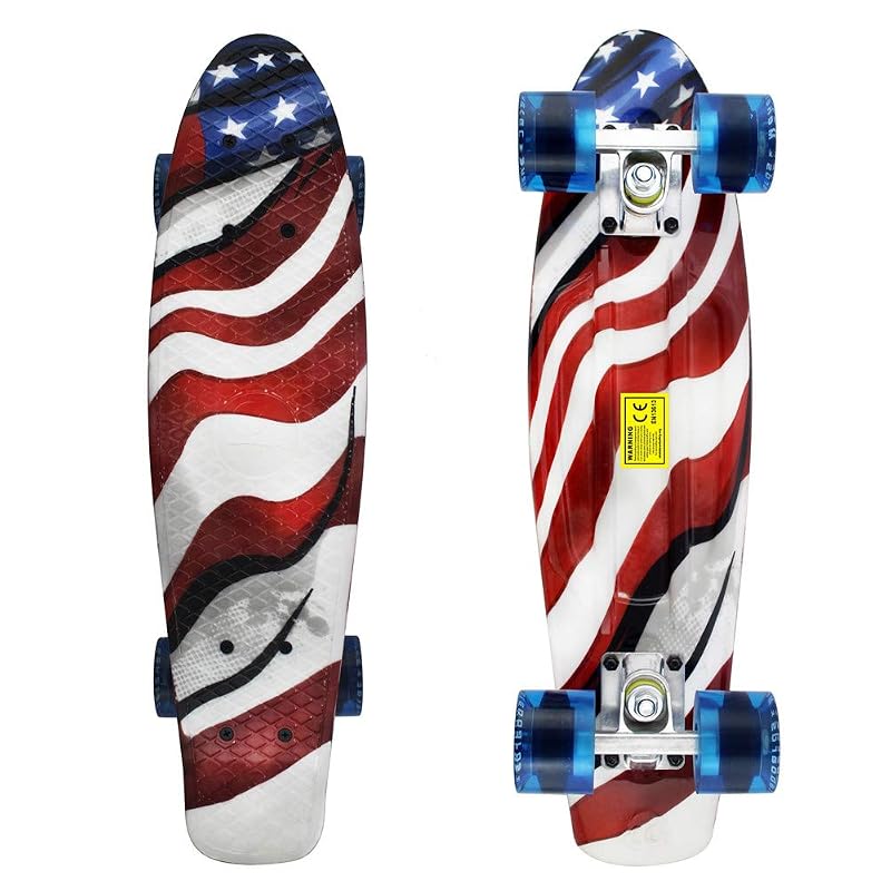 Mini Cruiser Skateboard 22 Inch Complete - 22" x 6" with American Flag Variation