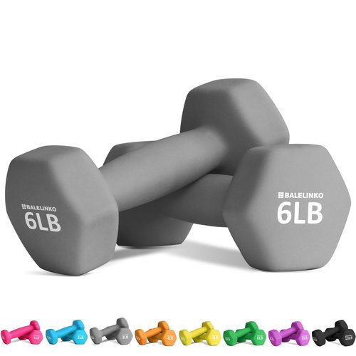 Balelinko Home Gym Equipment Workouts Strength Training Weight Loss Pilates Weights Yoga Sets Free Weights for Women, Men, Seniors and Youth, 6LB Gray, Pair