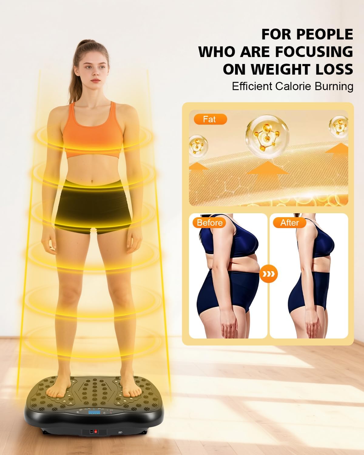 Skiennix Vibration Plate Exercise Machine - 10 Auto Modes & 200 Levels for Weight Loss | 450lbs Capacity