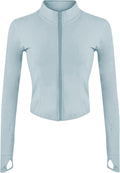 Lviefent Women's Lightweight Full Zip Running Jacket - Slim Fit Yoga Sportswear with Thumb Holes