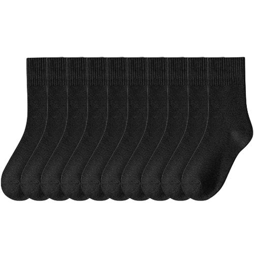Lomitract Black Bamboo Cotton Mid Calf Socks for Women, Crew Length Athletic Sport Sox with Aesthetic Design, Medium Weight All-Season Hiking Running, Perfect with Boots, Sneakers & Ankle Shoes