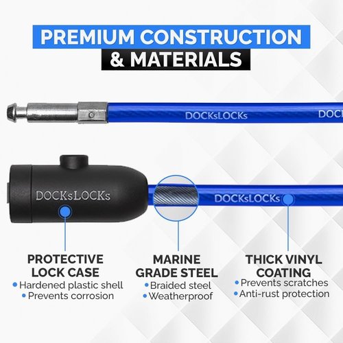 DocksLocks Coiled Security Cable - Weatherproof Anti-Theft Lock for Bikes, Kayaks & More | 5ft, 10ft, 15ft, 20ft, 25ft